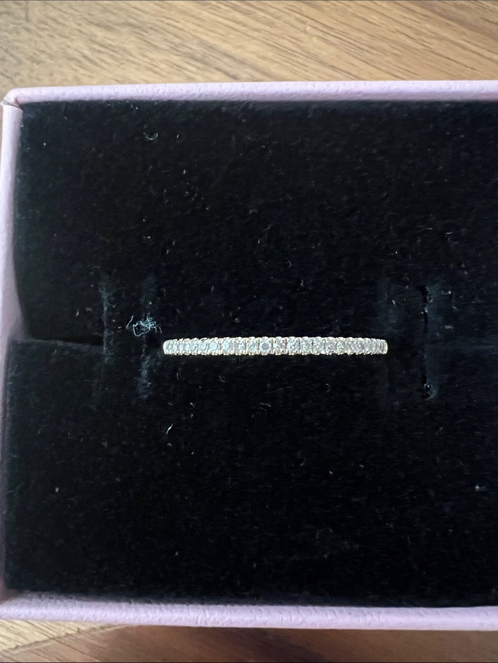 Delicate 14k solid gold diamond half Eternity Band - gold